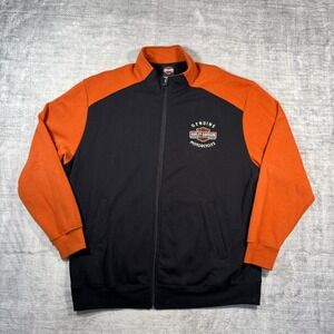 Harley Davidson Sweatshirt Mens XL Black Zip Up 2 Toned Las Vegas Biker Moto